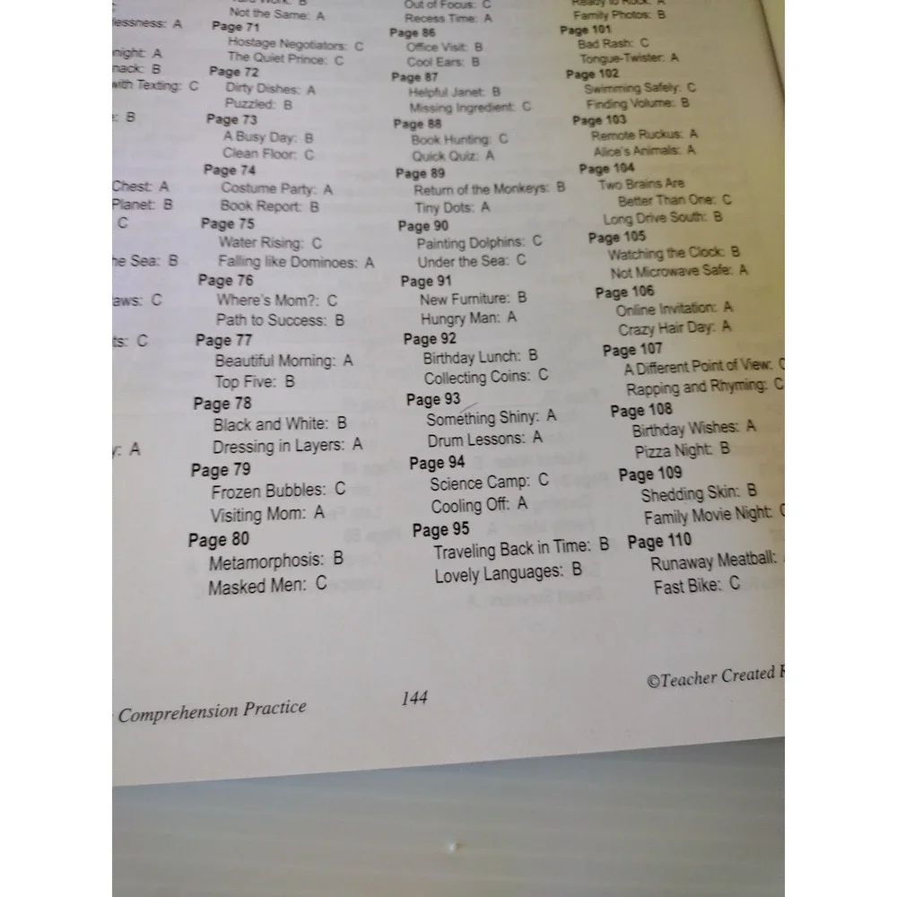 Comprehension Practice‎ Book Grade 5 Teacher Created Resources